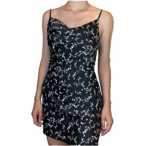 Urban Outfitters Womens Dress Sz M Satin Cowl Neck Floral Sleeveless Y2K 90's